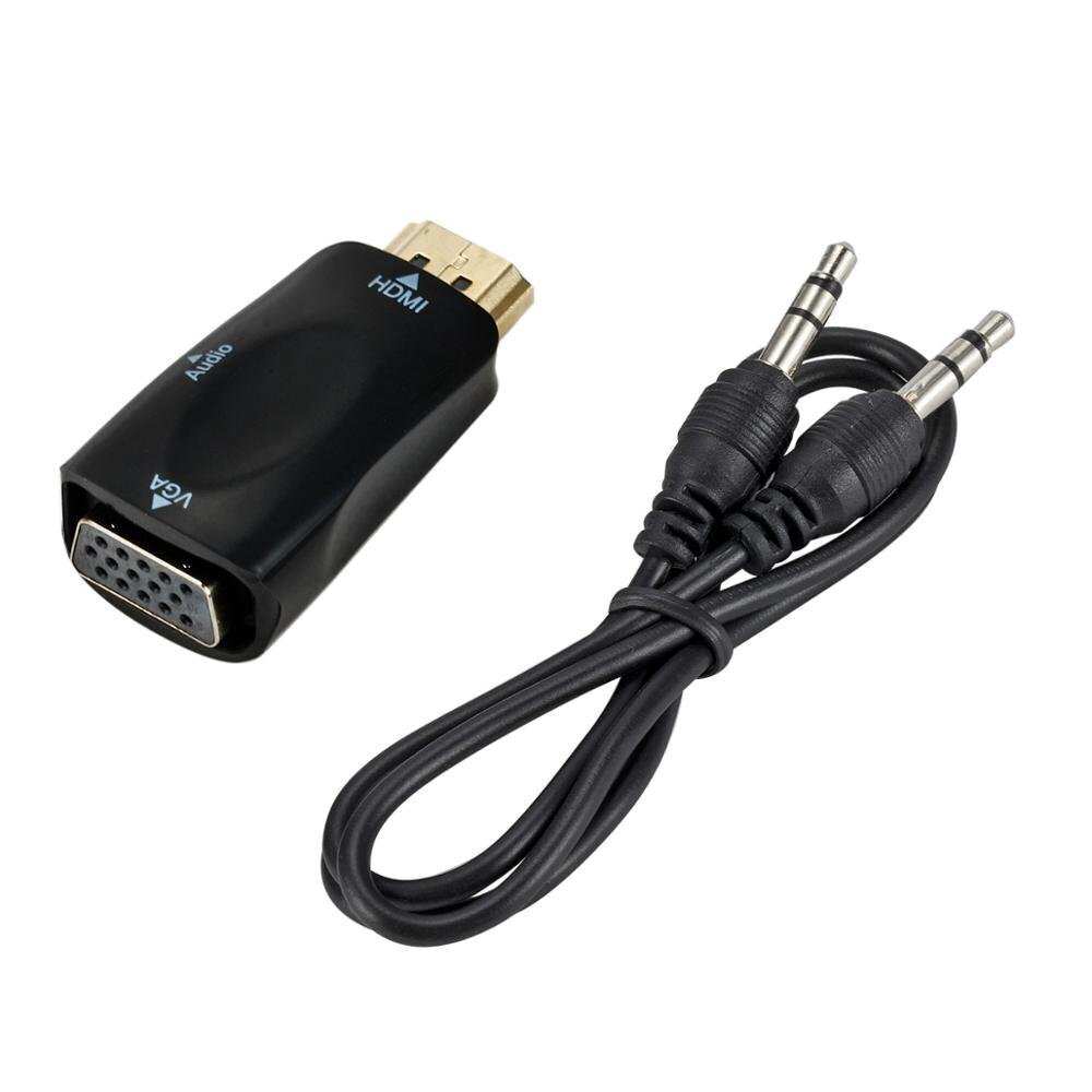Roger Adapteris HDMI -> VGA (+Audio), Juoda цена и информация | Kabeliai ir laidai | pigu.lt
