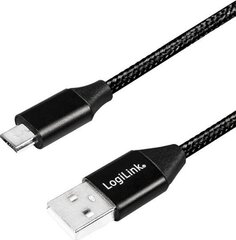 LogiLink CU0144 USB-A - microUSB, 1 m kaina ir informacija | Laidai telefonams | pigu.lt