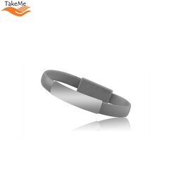 TakeMe 2в1 Элегантный браслет & провод для быстрой подзарядки 2.1A и передачи данных USB на Type-C (21cm) Серый цена и информация | Кабели для телефонов | pigu.lt