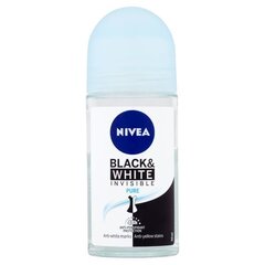 Rutulinis antiperspirantas Nivea Invisible For Black & White Pure, 50 ml kaina ir informacija | Dezodorantai | pigu.lt