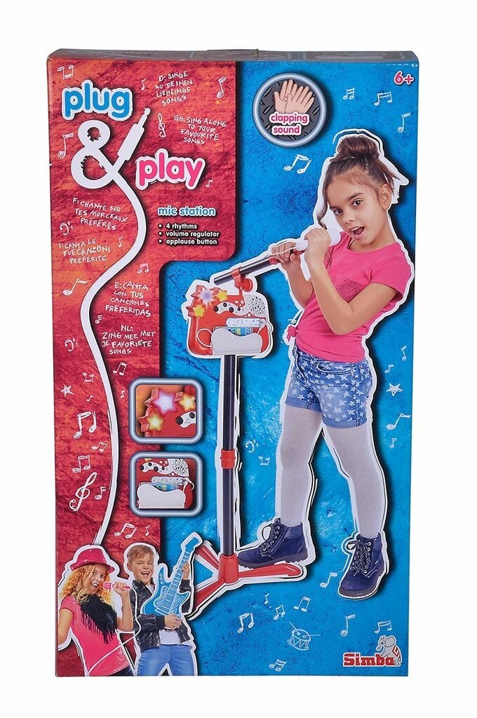 Žaislinis mikrofonas su stovu Simba Plug & Play kaina ir informacija | Lavinamieji žaislai | pigu.lt