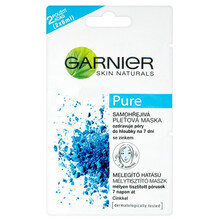 Veido kaukė Garnier Skin Naturals Pure self-warming face mask, 2 x 6 ml kaina ir informacija | Veido kaukės, paakių kaukės | pigu.lt