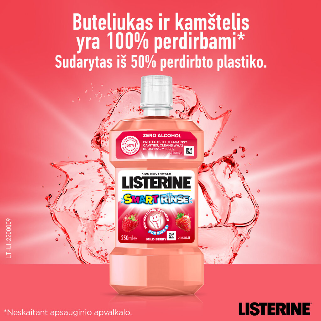 Uogų skonio burnos skalavimo skystis LISTERINE Smart Rinse, 250 ml цена и информация | Dantų šepetėliai, pastos | pigu.lt