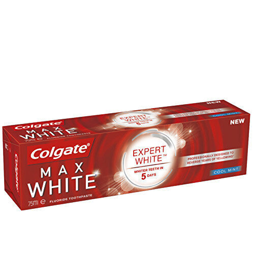 Dantų pasta Colgate Max White Expert White Cool Mint Toothpaste, 75ml kaina ir informacija | Dantų šepetėliai, pastos | pigu.lt