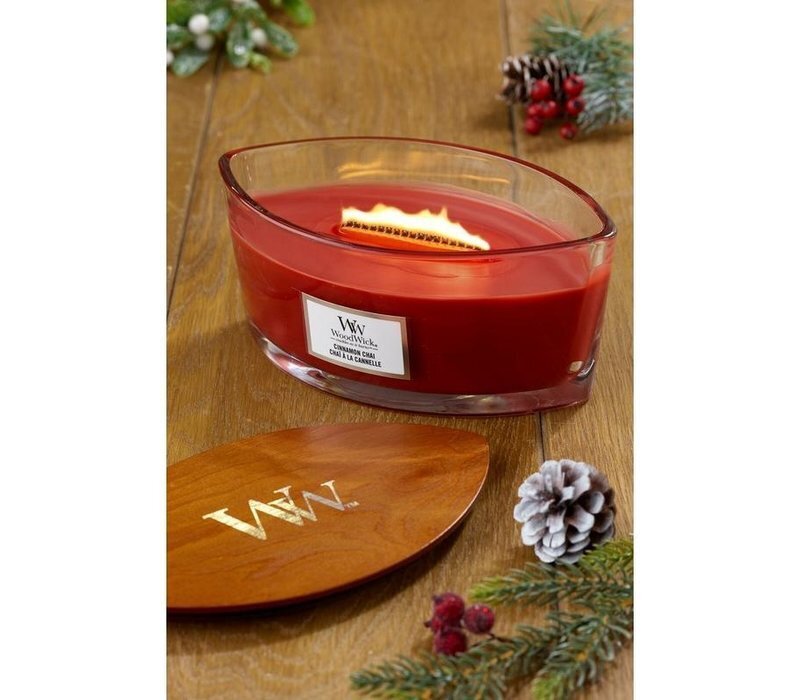 WoodWick kvapioji žvakė Cinnamon Chai, 453 g kaina ir informacija | Žvakės, Žvakidės | pigu.lt
