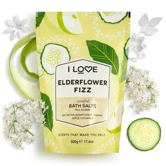 Соль для ванн I Love Elderflower Fizz 500 г цена и информация | Масла, гели для душа | pigu.lt