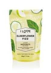 Соль для ванн I Love Elderflower Fizz 500 г цена и информация | Масла, гели для душа | pigu.lt