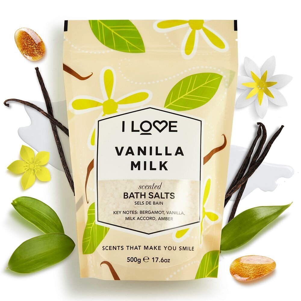 Vonios druska I Love Vanilla Milk 500 g kaina ir informacija | Dušo želė, aliejai | pigu.lt