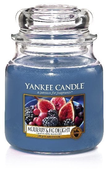 Kvapioji žvakė Yankee Candle Mulberry & Fig Delight 411g цена и информация | Žvakės, Žvakidės | pigu.lt