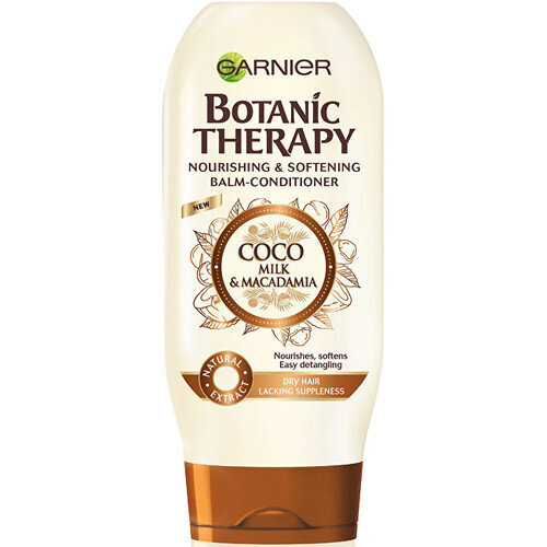 Maitinantis ir minkštinantis kondicionierius sausiems ir pažeistiems plaukams Garnier Botanic Therapy Coco Milk & Macadamia, 200 ml цена и информация | Balzamai, kondicionieriai | pigu.lt