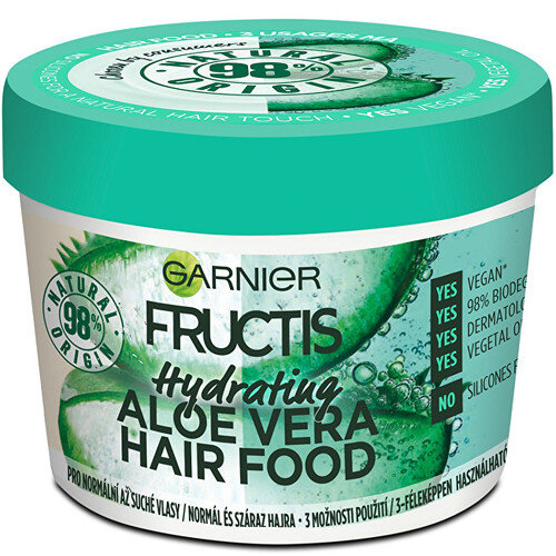 Drėkinamoji kaukė normaliems ir sausiems plaukams Garnier Fructis, 390 ml цена и информация | Priemonės plaukų stiprinimui | pigu.lt