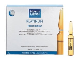 Naktinis odos priežiūros serumo ampulės su hialurono rūgštimi MartiDerm Platinum Night Renew, 10x2 ml kaina ir informacija | Martiderm Kvepalai, kosmetika | pigu.lt