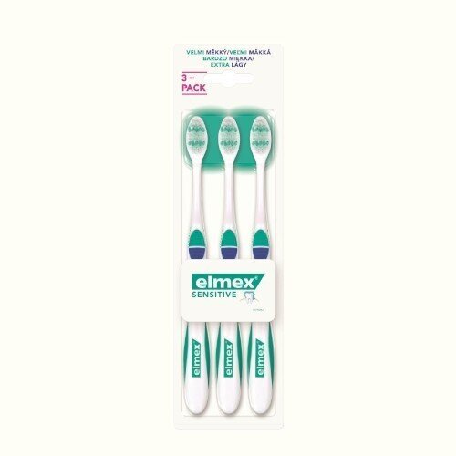 Švelnus dantų šepetėlis Elmex Sensitive Toothbrush, Very soft, 3 vnt. цена и информация | Dantų šepetėliai, pastos | pigu.lt