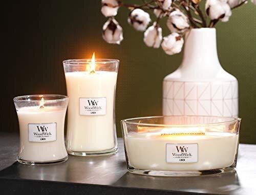WoodWick kvapioji žvakė Linen Elipsa, 453,6 g kaina ir informacija | Žvakės, Žvakidės | pigu.lt