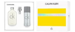 Rinkinys Calvin Klein CK One moterims/vyrams: tualetinis vanduo EDT, 100 ml + purškiamas dezodorantas, 150 ml kaina ir informacija | Kvepalai moterims | pigu.lt