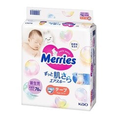 Sauskelnės Merries NB 0-5 kg, 76+6 vnt. kaina ir informacija | Merries Išparduotuvė | pigu.lt