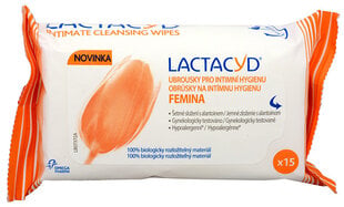 Lactacyd Femina Салфетки для интимной гигиены 15 шт цена и информация | Средства для интимной гигиены | pigu.lt
