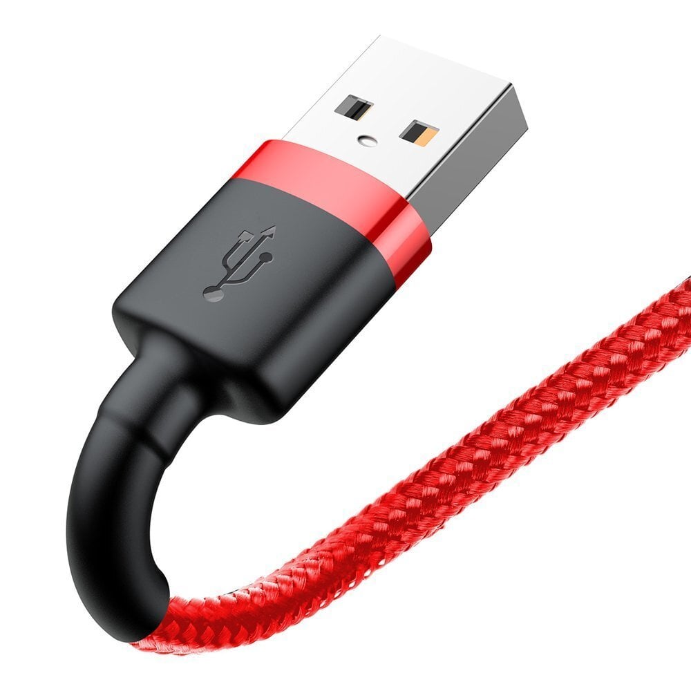 Kabelis Baseus USB Durable Nylon Braided Wire Usb / Lightning Qc3.0 2A 3m, raudonas CALKLF-R09 kaina ir informacija | Laidai telefonams | pigu.lt