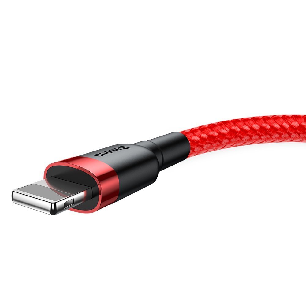 Kabelis Baseus USB Durable Nylon Braided Wire Usb / Lightning Qc3.0 2A 3m, raudonas CALKLF-R09 kaina ir informacija | Laidai telefonams | pigu.lt