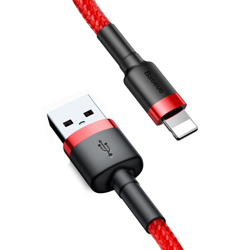 Kabelis Baseus USB Durable Nylon Braided Wire Usb / Lightning Qc3.0 2A 3m, raudonas CALKLF-R09 kaina ir informacija | Laidai telefonams | pigu.lt