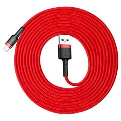 Kabelis Baseus USB Durable Nylon Braided Wire Usb / Lightning Qc3.0 2A 3m, raudonas CALKLF-R09 kaina ir informacija | Laidai telefonams | pigu.lt