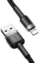 Кабель Baseus USB Durable Nylon Braided Wire Usb / Lightning Qc3.0 2A, Calklf-Rg1, 3 м, черный/серый цена и информация | Кабели для телефонов | pigu.lt