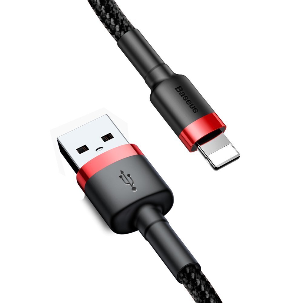 Kabelis Baseus USB Durable Nylon Braided Wire Usb / Lightning Qc3.0 2A 3m, juodas/raudonas CALKLF-R91 цена и информация | Laidai telefonams | pigu.lt