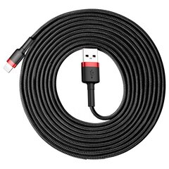 Кабель Baseus USB Durable Nylon Braided Wire Usb / Lightning Qc3.0 2A, CALKLF-R91, 3 м, черный/красный цена и информация | Кабели для телефонов | pigu.lt