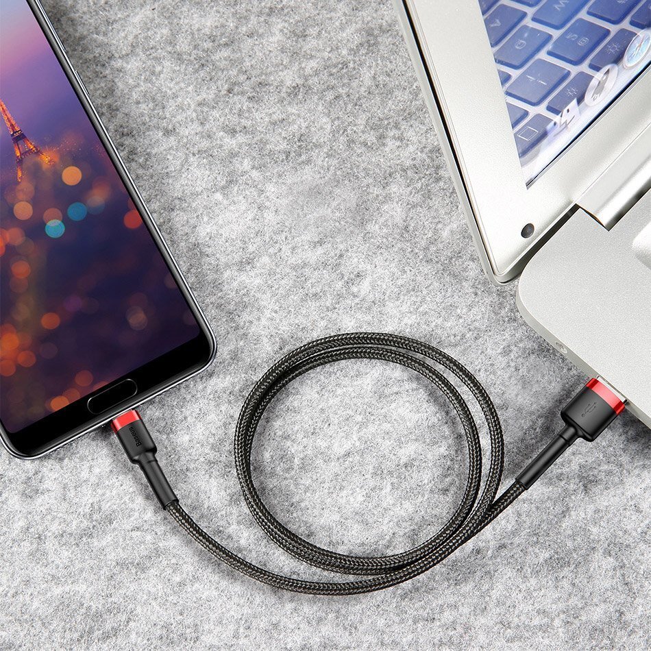 Kabelis Baseus USB Nylon Braided Wire Usb / Usb-C Qc3.0 2A 3m, raudonas CATKLF-U09 цена и информация | Laidai telefonams | pigu.lt