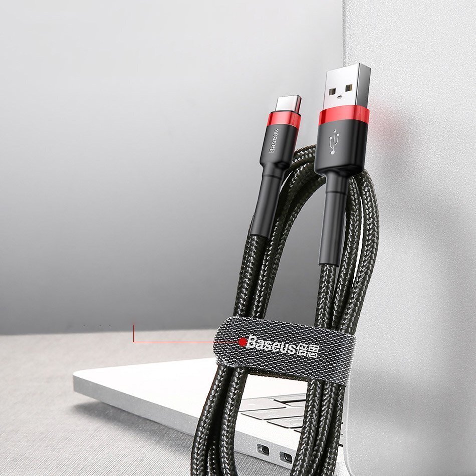 Kabelis Baseus USB Nylon Braided Wire Usb / Usb-C Qc3.0 2A 3m, raudonas CATKLF-U09 цена и информация | Laidai telefonams | pigu.lt