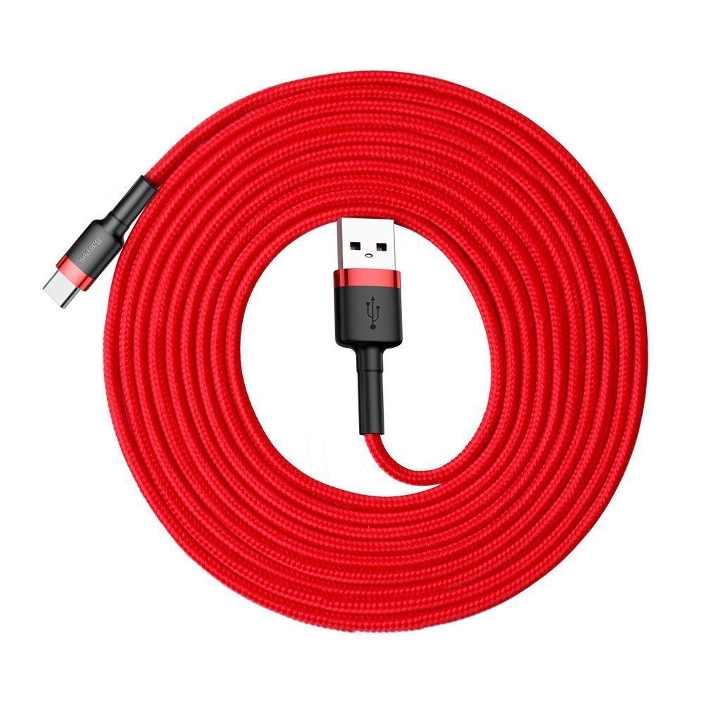 Kabelis Baseus USB Nylon Braided Wire Usb / Usb-C Qc3.0 2A 3m, raudonas CATKLF-U09 kaina ir informacija | Laidai telefonams | pigu.lt