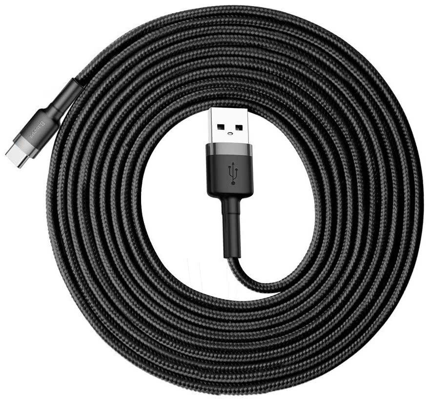 Kabelis Baseus USB Durable Nylon Braided Wire Usb / Usb-C Qc3.0 2A 3m, juodas/pilkas цена и информация | Laidai telefonams | pigu.lt