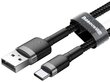 Kabelis Baseus USB Durable Nylon Braided Wire Usb / Usb-C Qc3.0 2A 3m, juodas/pilkas цена и информация | Laidai telefonams | pigu.lt