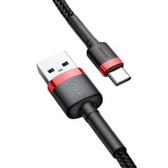 Patvarus USB-C kabelis, 3m, juodas/raudonas kaina ir informacija | Laidai telefonams | pigu.lt