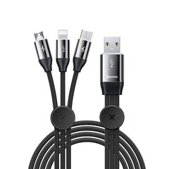 USB кабель Baseus 3W1 USB - Micro USB / Lightning / USB Type, C 3,5 A, 1 м, черный цена и информация | Кабели для телефонов | pigu.lt
