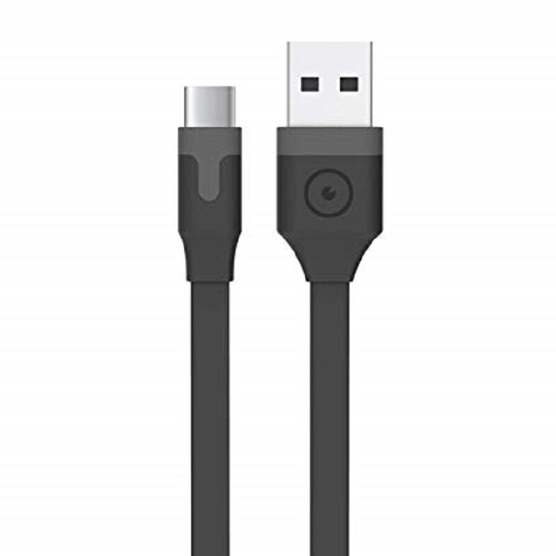 Flat Type-C Cable USB 2.0 2M 3A By Muvit Black цена и информация | Kabeliai ir laidai | pigu.lt