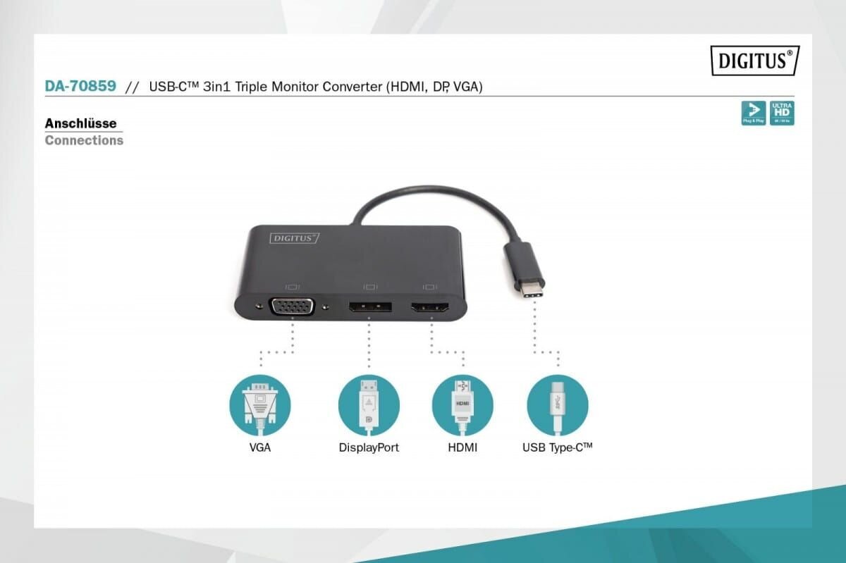 Digitus DA-70859 kaina ir informacija | Adapteriai, USB šakotuvai | pigu.lt