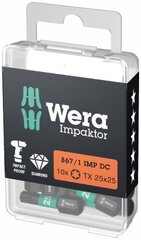 Импакторные биты Wera 867/1м, TORX T25 x 25мм, 10шт цена и информация | Механические инструменты | pigu.lt