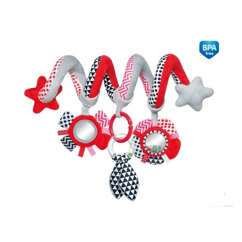 Interaktyvus lovelės/ vežimėlio žaislas spiralė Canpol Babies Zig Zag 68/063, Red kaina ir informacija | Žaislai kūdikiams | pigu.lt