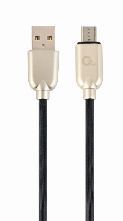 Gembird USB Male - Micro USB Male Premium guma 2m Juoda kaina ir informacija | Kabeliai ir laidai | pigu.lt