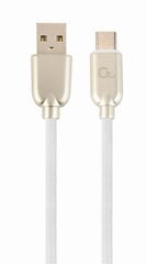 Gembird USB Male - USB Type C Male Premium guma 2m Balta kaina ir informacija | Kabeliai ir laidai | pigu.lt