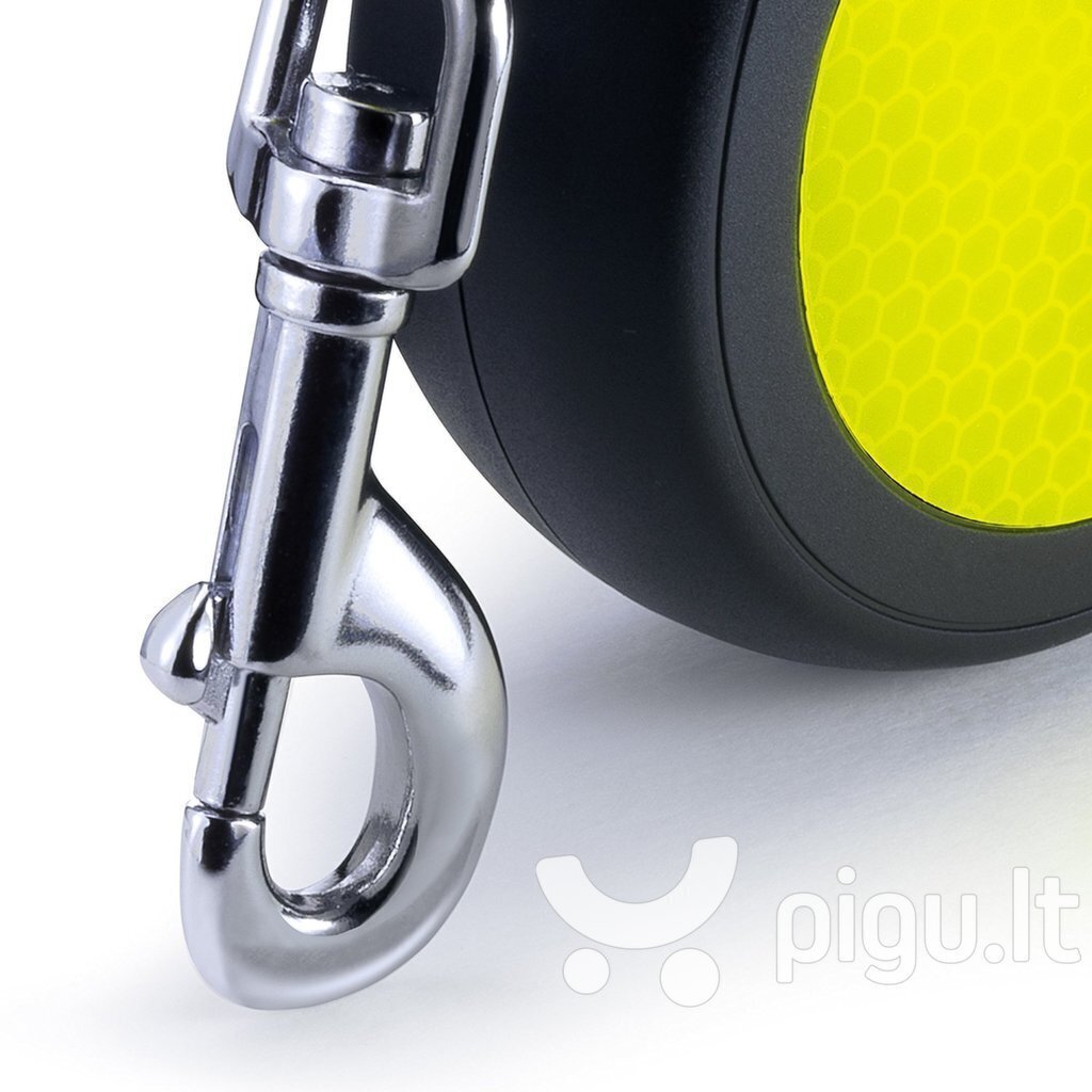 Flexi automatinis pavadėlis Neon New L, geltonas, 5 m kaina ir informacija | Pavadėliai šunims | pigu.lt