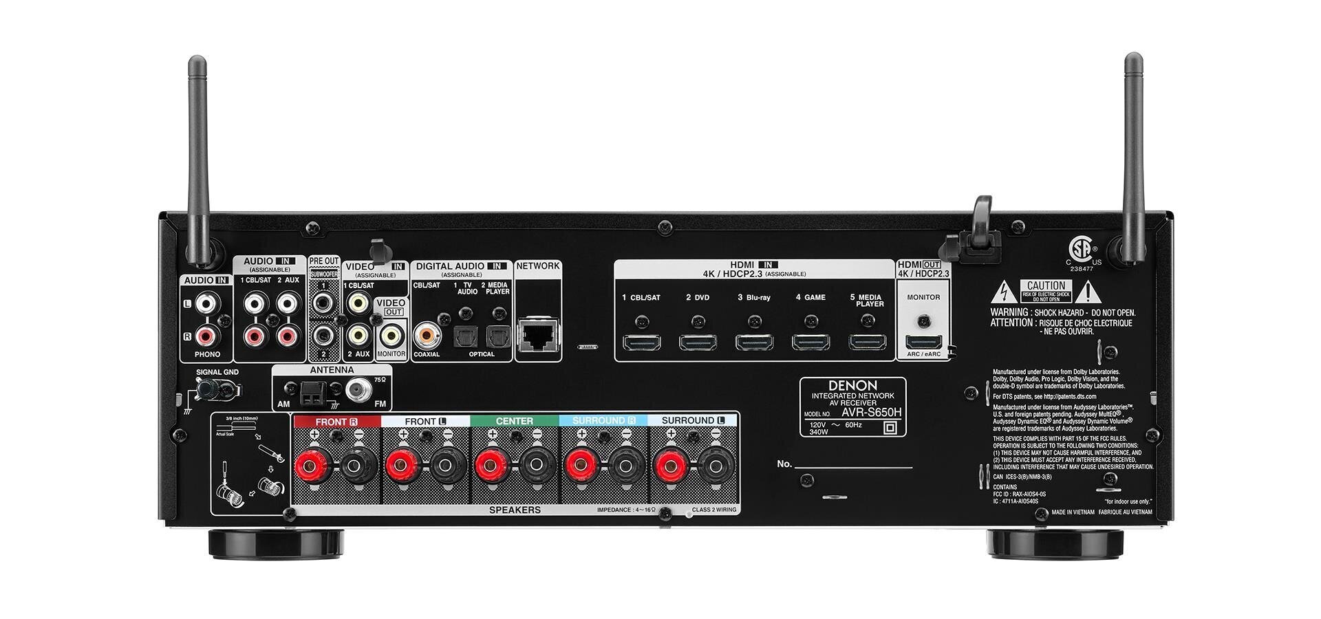 Denon AVR-S650H, juodas kaina ir informacija | Namų garso kolonėlės ir Soundbar sistemos | pigu.lt