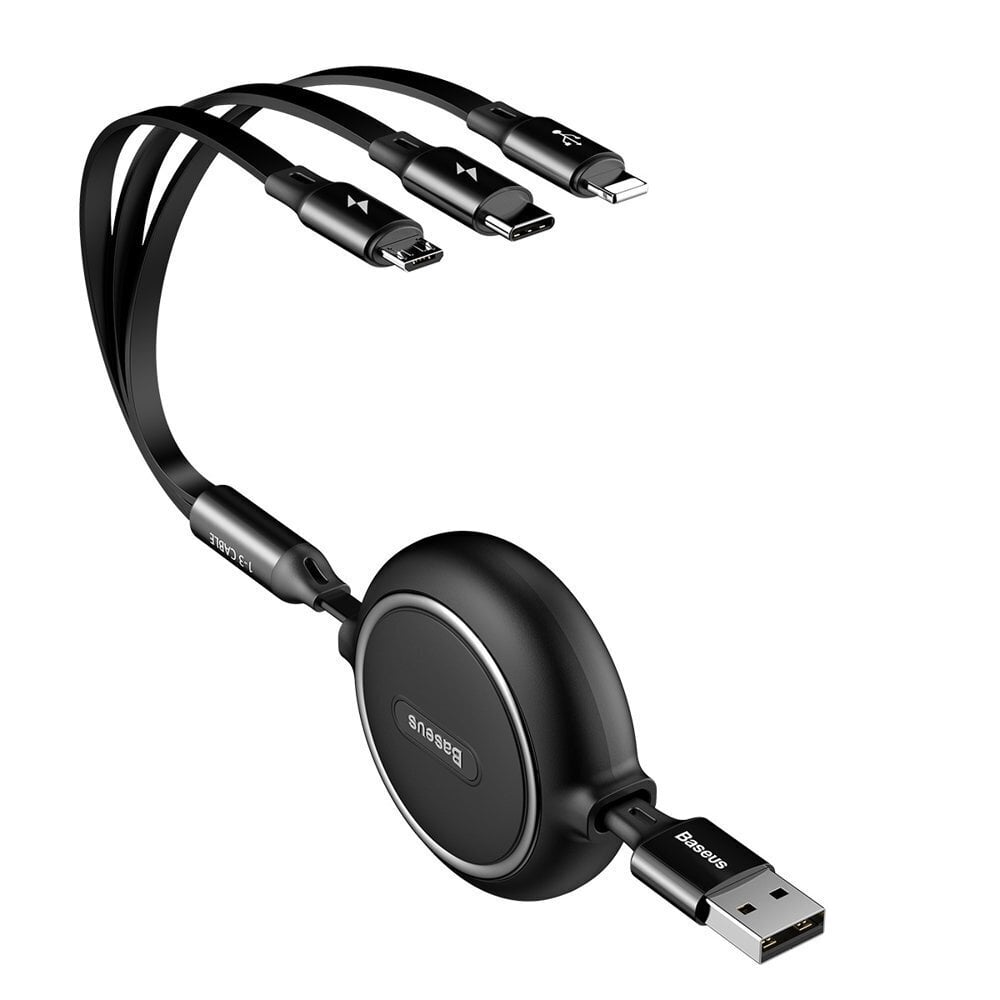 Baseus Golden Loop 3-in-1, USB - MicroUSB+Lightning+Type-C, 1.2 m kaina ir informacija | Laidai telefonams | pigu.lt