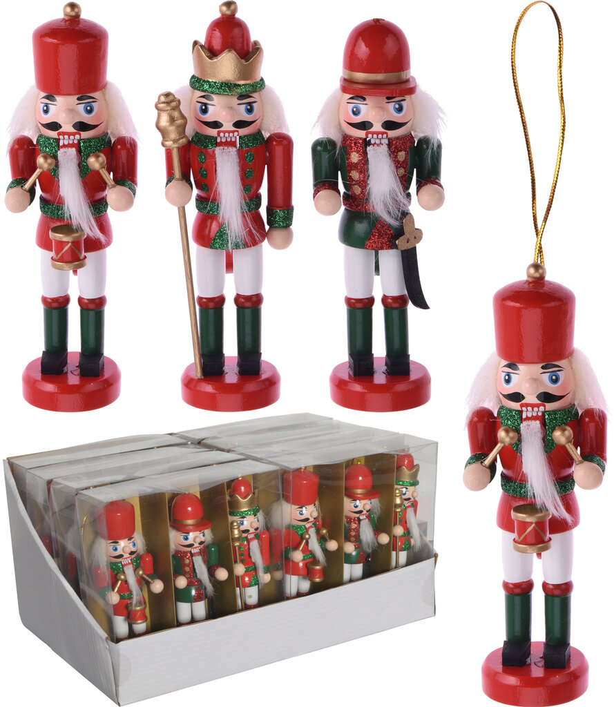 Pakabinamų kalėdinių dekoracijų rinkinys Spragtukas, 3 vnt. цена и информация | Kalėdinės dekoracijos | pigu.lt