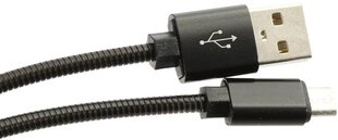 Omega kabelis microUSB Metalinis 1m, juodas kaina ir informacija | Kabeliai ir laidai | pigu.lt
