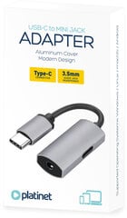 Platinet PMMAC35 мультимедийный адаптер Type-C to mini jack гнездо 3,5 мм в USB-C, серебристый цена и информация | Адаптеры, USB-разветвители | pigu.lt