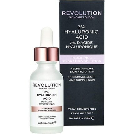 Drėkinamasis veido serumas Revolution Skincare London 2% Hyaluronic Acid 30 ml kaina ir informacija | Veido aliejai, serumai | pigu.lt
