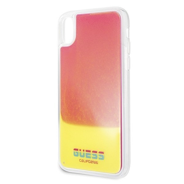 Telefono dėklas Guess GUHCPXGLCPI iPhone X/Xs pink hard case California Glow in the dark kaina ir informacija | Telefono dėklai | pigu.lt