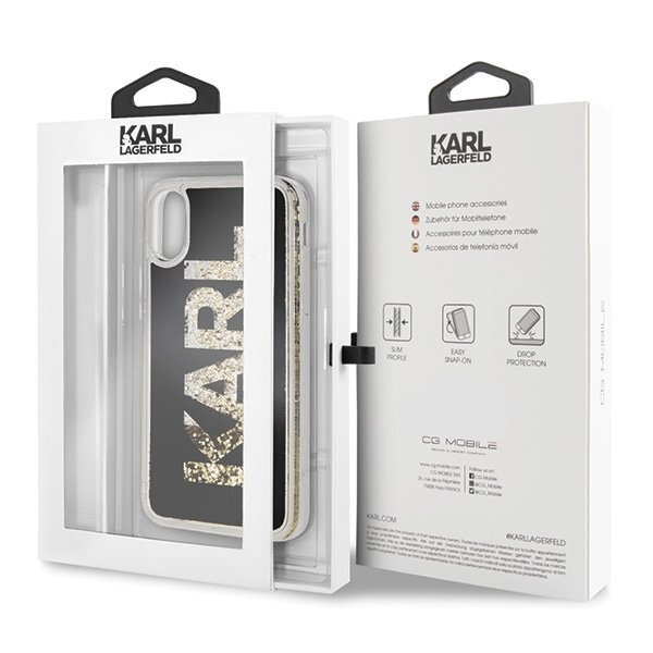 Telefono dėklas Karl Lagerfeld KLHCPXKAGBK iPhone X/Xs black Karl logo Glitter kaina ir informacija | Telefono dėklai | pigu.lt